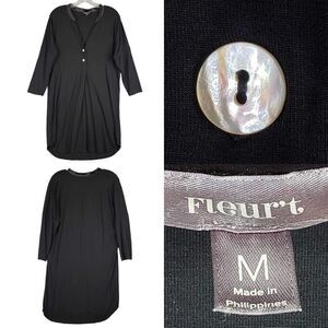 Fleur’t Pajamas Sleep Shirt Womens Black Size Medium M Long Sleeve Button